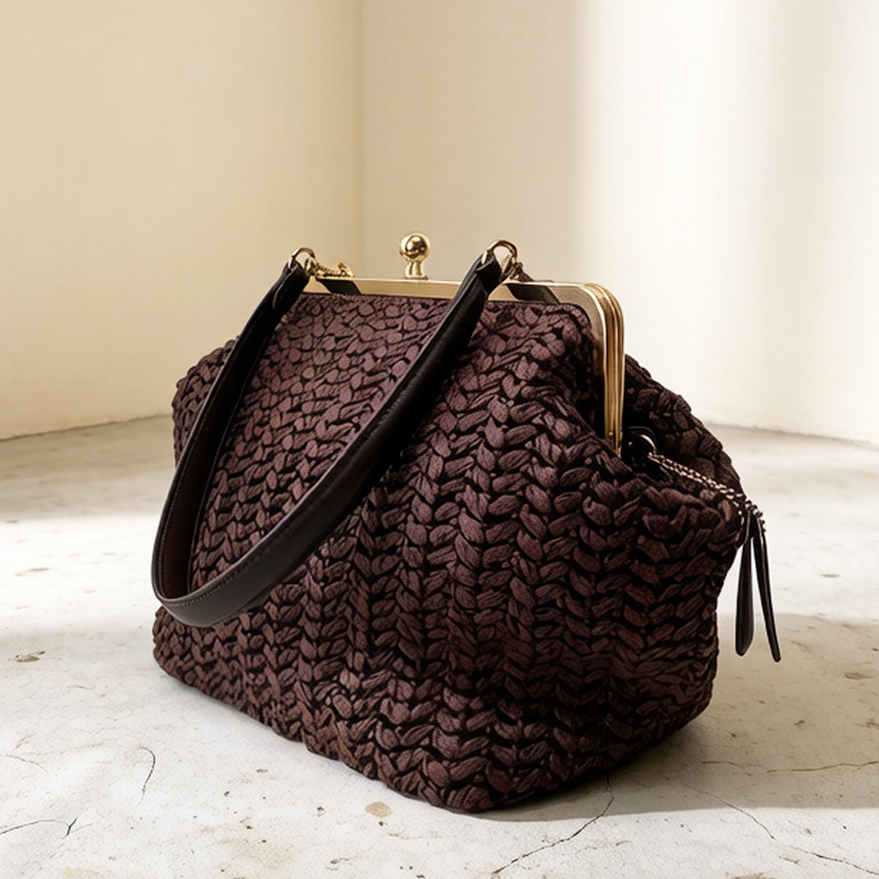 Luxury Bags Reseller - Handgeweven Kisslock Frame Schouder Raffia Strandtassen