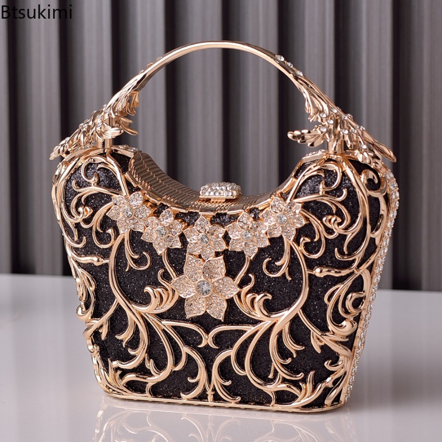 Luxury Bags Reseller - Uitgeholde metalen avondtassen Damesmode Glanzende feestbankethandtassen