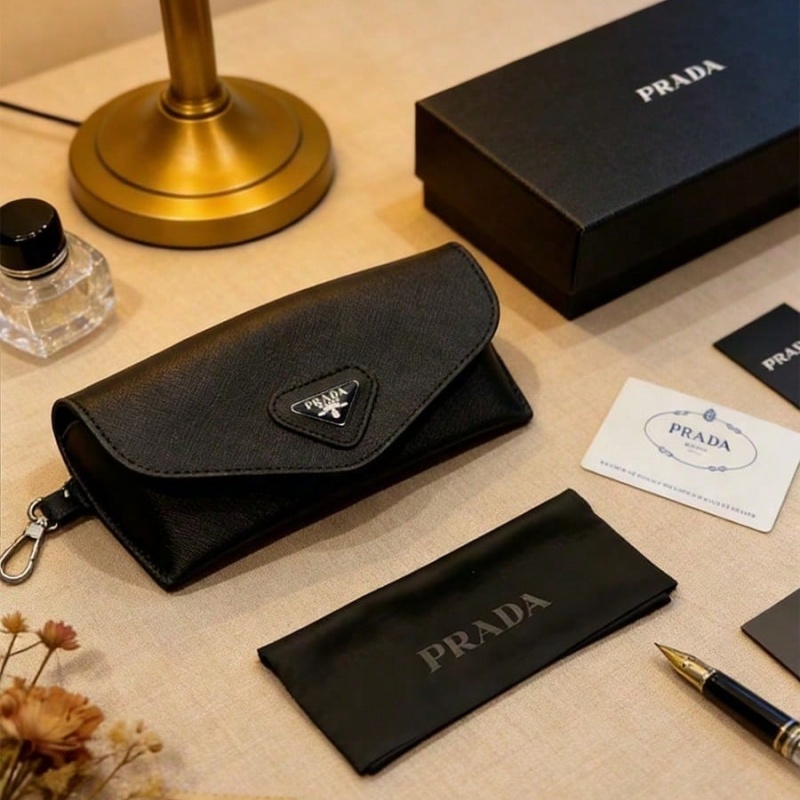 Prada zwart lederen brillenkok - Luxury Bags Consignment recensie en prijs